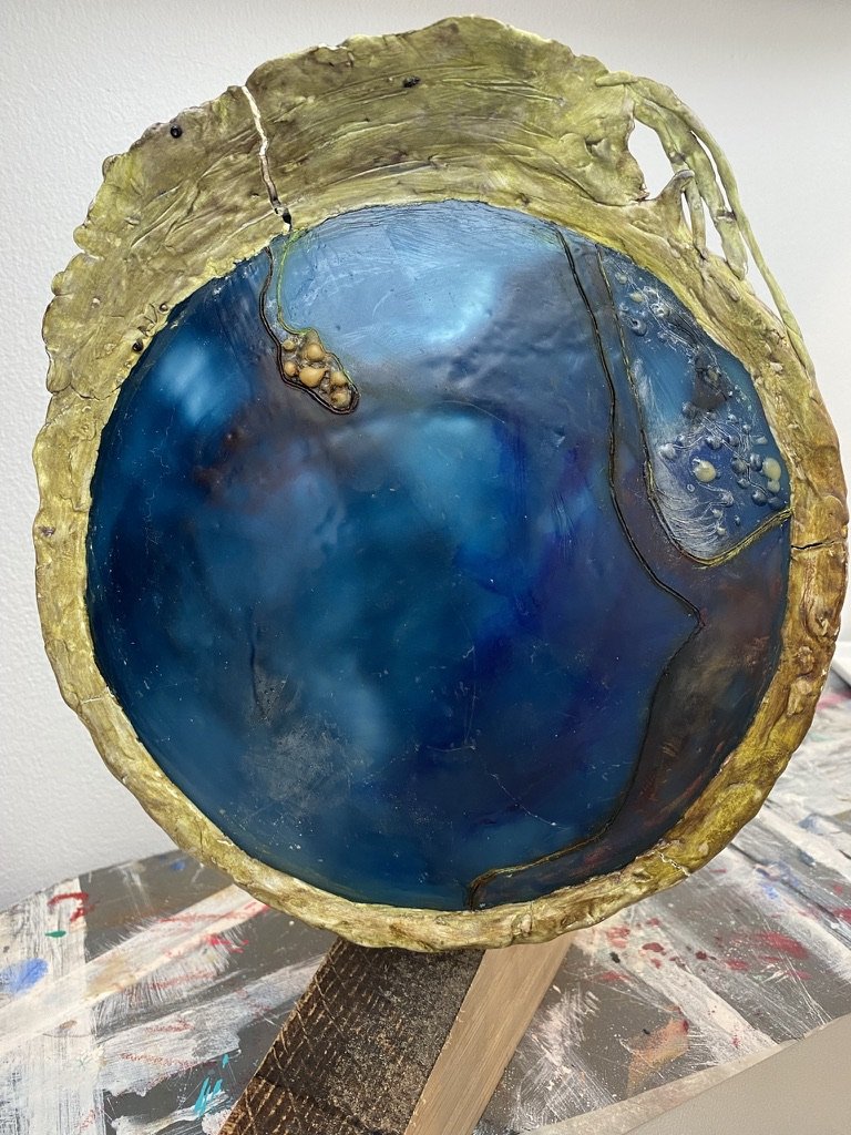 Mixed media, Moon Mirror 18x18x18"