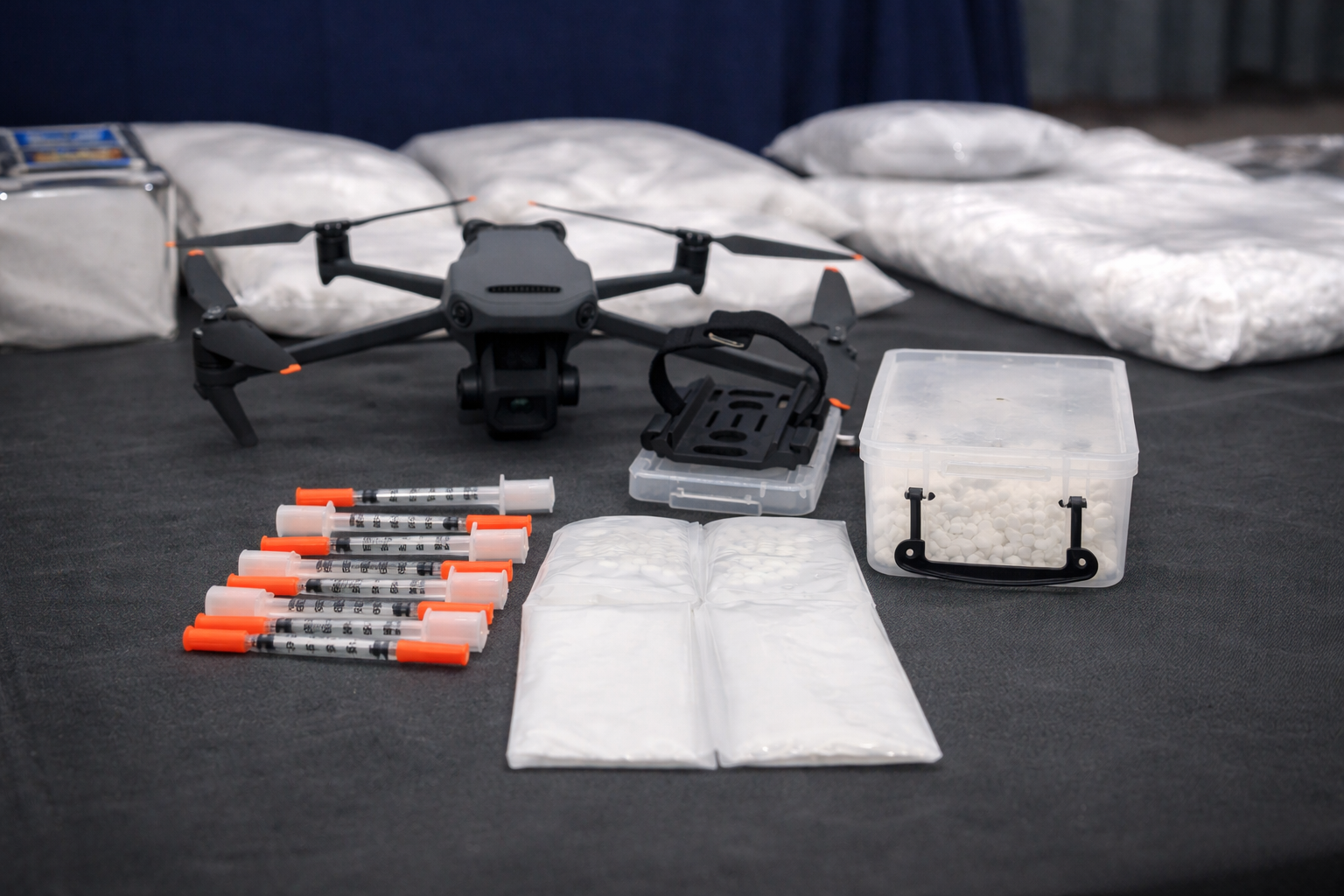 Contraband recovered from a drone used to smuggle narcotics into a correctional facility