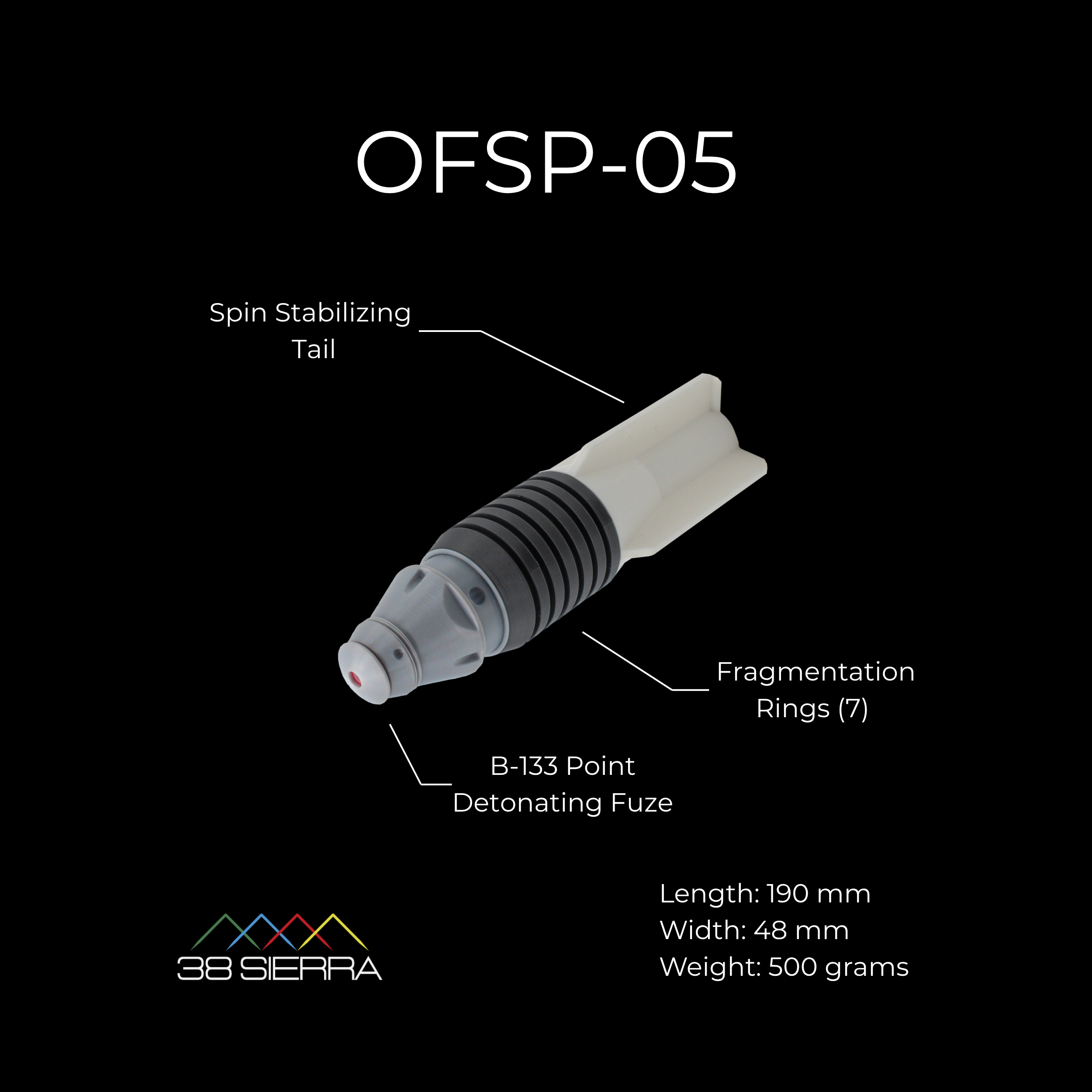 OFSP-05 drone munition training aid dimensions and scale for law enforcement and military training