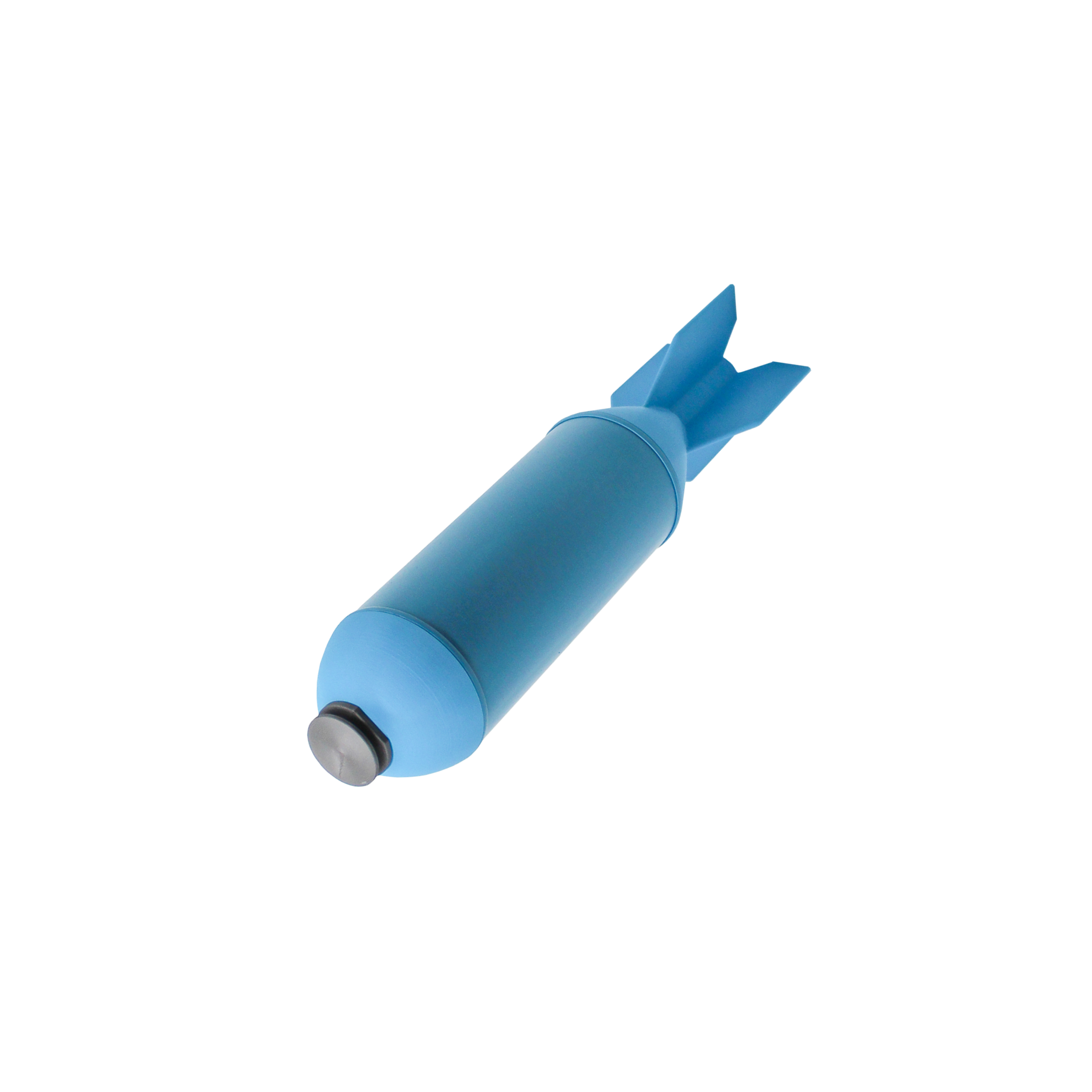 close-up large improvised drone munition replica showing aerial IED features