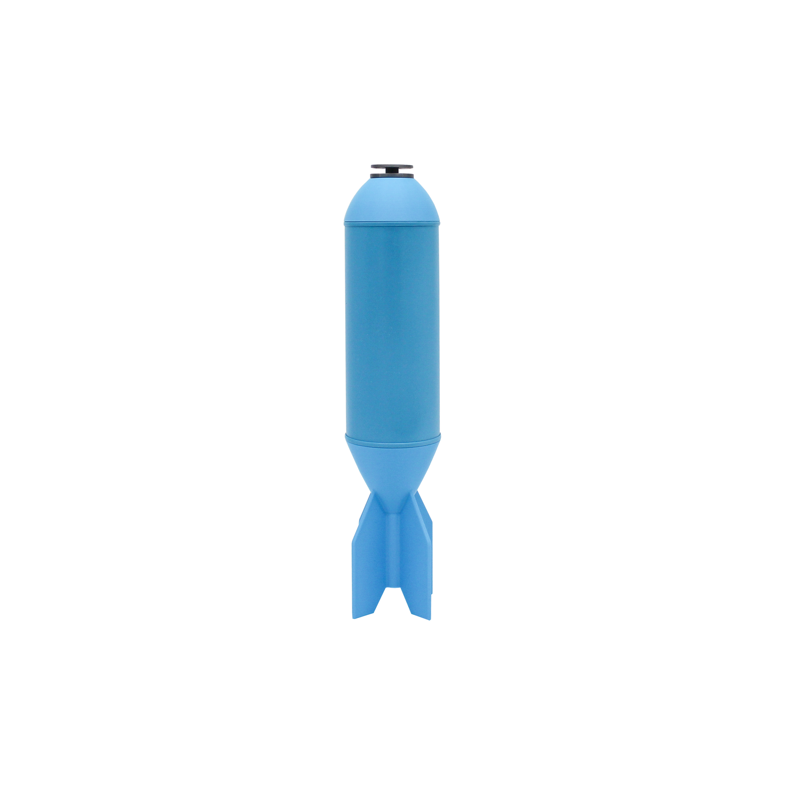 UAV-delivered large blue improvised munition training aid used in domestic threat response scenario