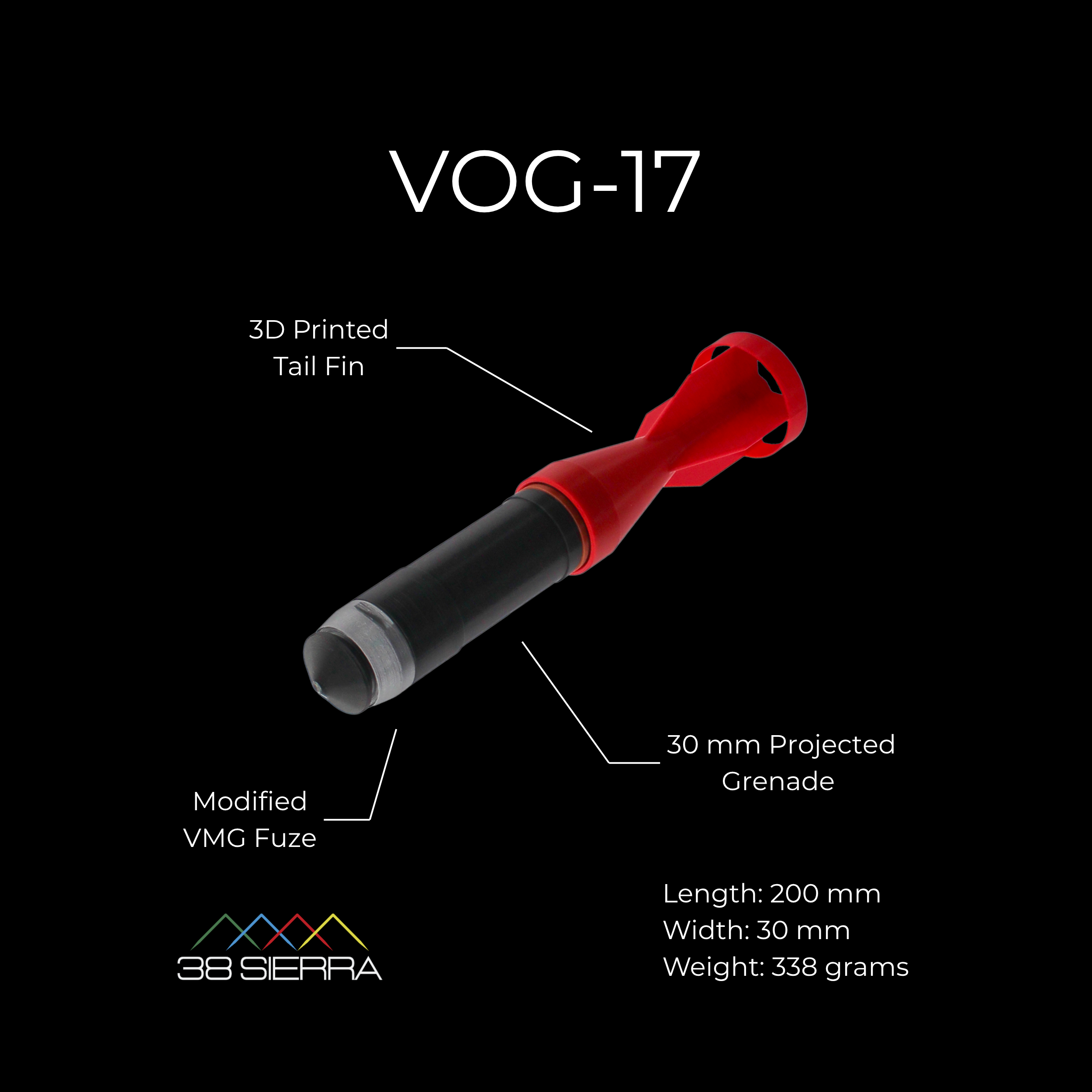 VOG 17 drone munition dimensions and key id features for EOD and counter-UAS training