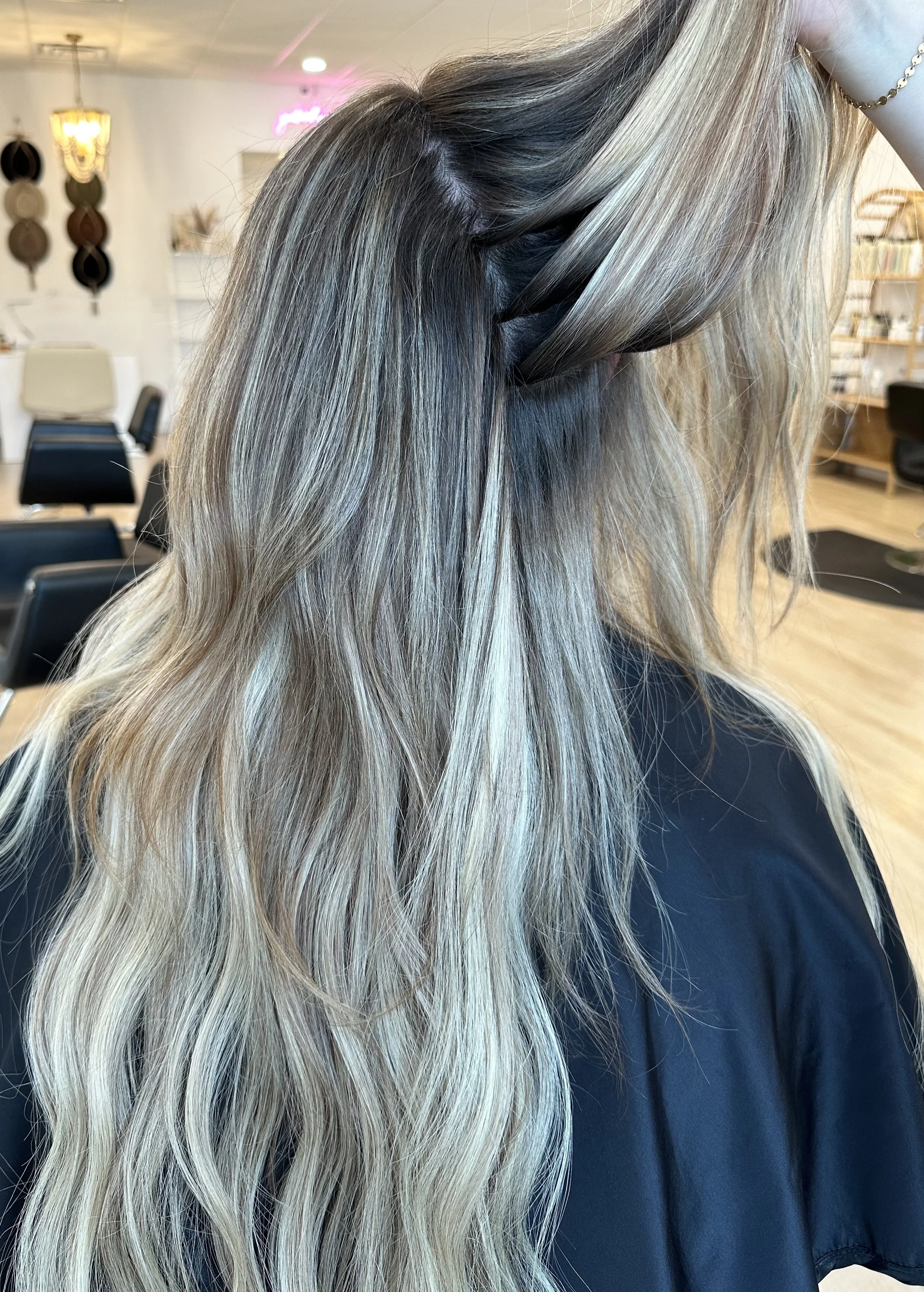 Blonde Hair with Long, Wavy Hair Extensions Thin Hair.