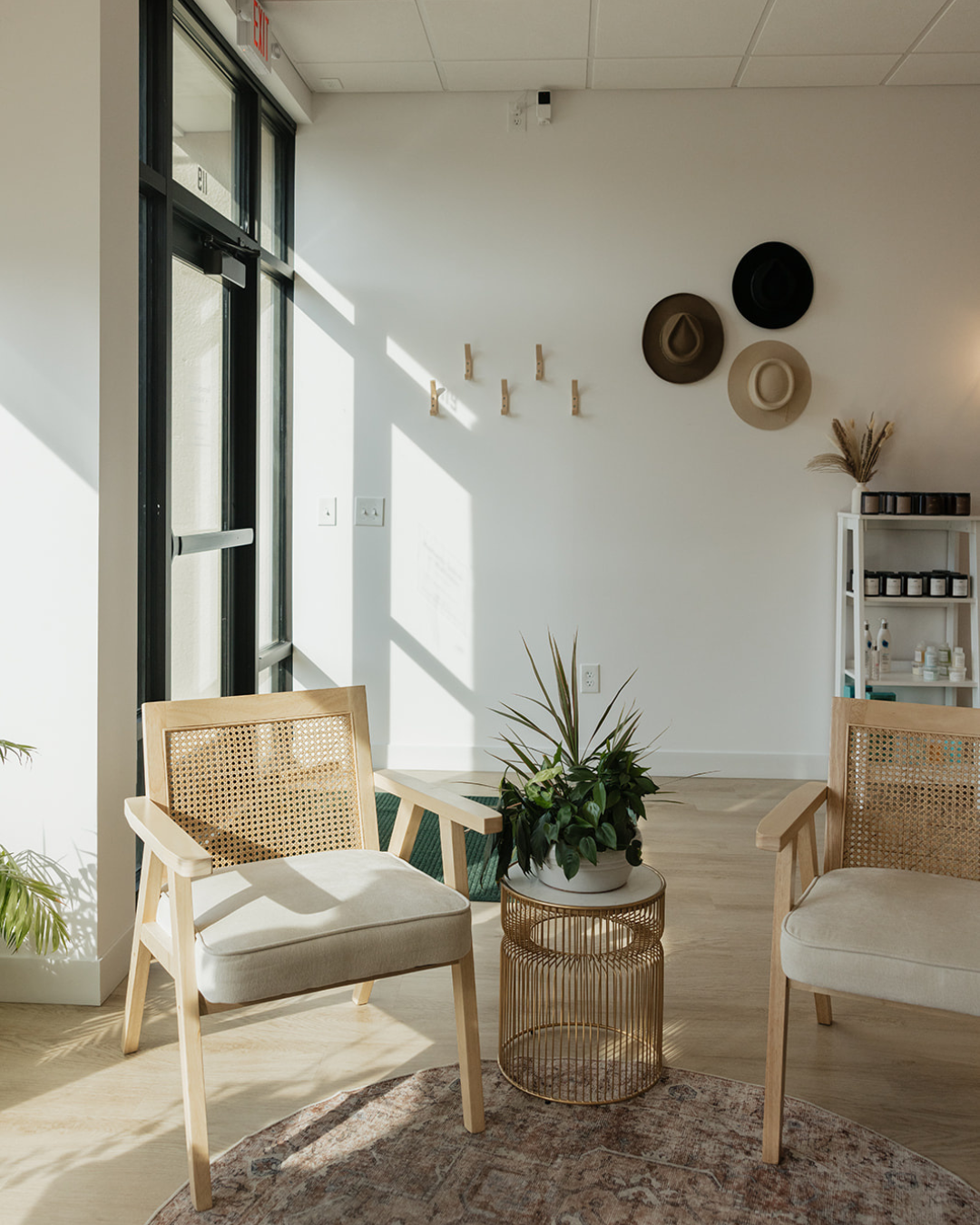 Image inside the Pemberville Davines Salon. Work cozy and luxury