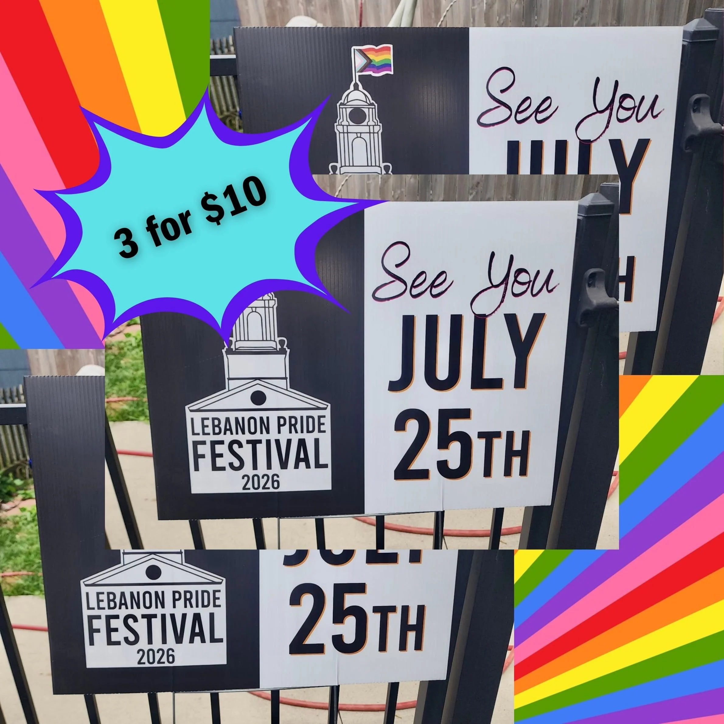 3-Pack Lebanon Pride 2026 Yard Signs
