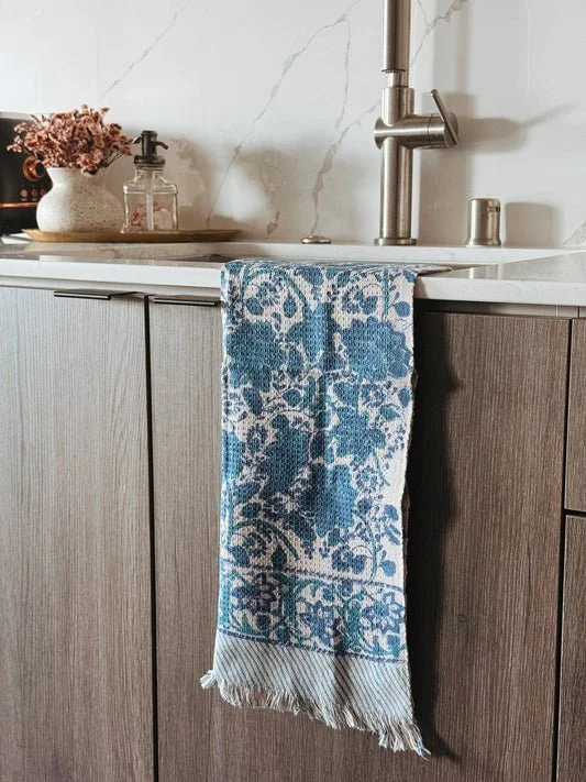 Athena block printed khadi hand towels, handmade, from Flipping Creative Mindful Market