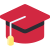 Red graduation cap with a yellow tassel