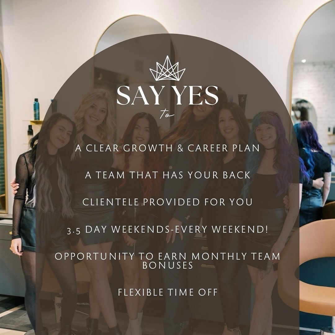 We would love for you to join our team of talented Extensionistas!
⠀⠀⠀⠀⠀⠀⠀⠀⠀
As a stylist at Crown Extension Studio, the perks are incredible. We love our team and want every stylist to feel valued and cared for. If you&rsquo;d like to learn more, cl