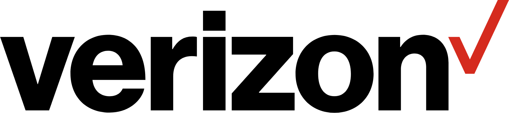 Verizon logo with black text and a red checkmark.
