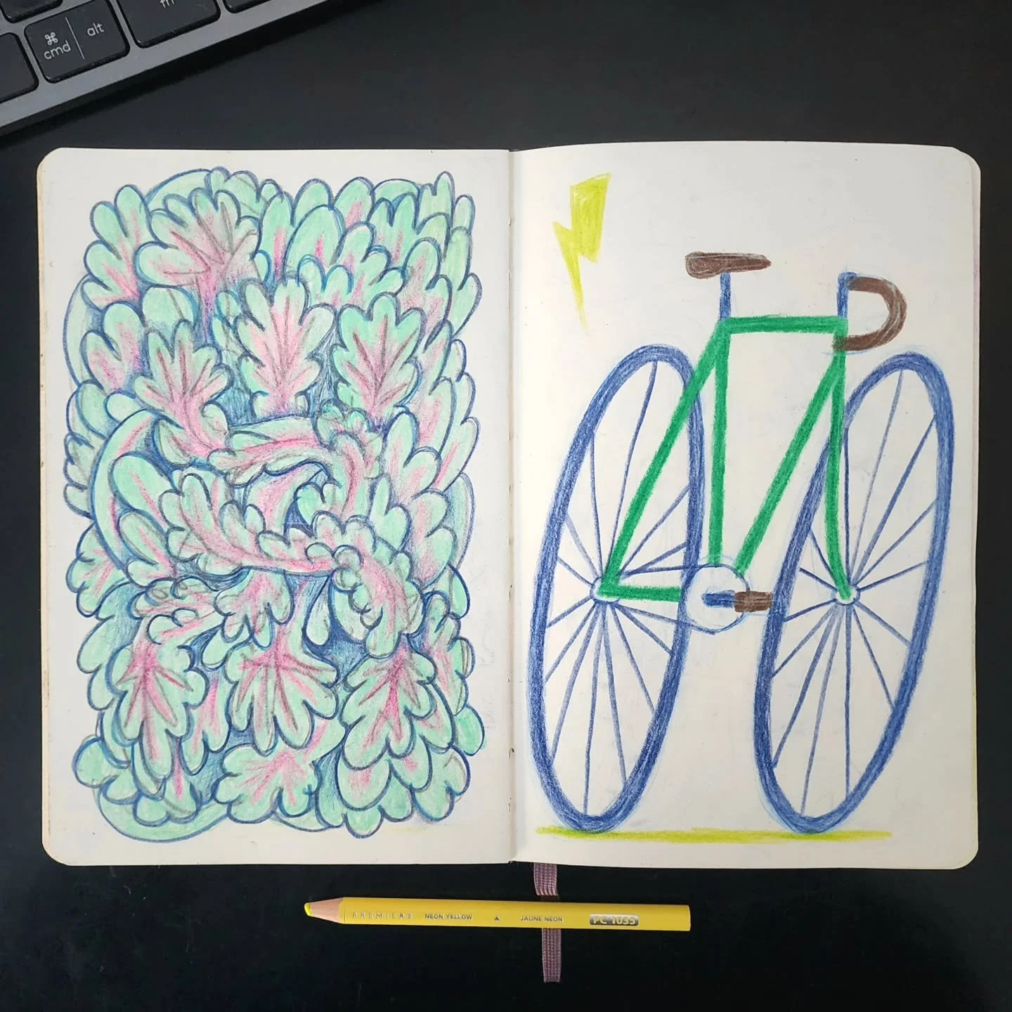 Go adventure 🌿
.
.
.
.
#drawing #sketch #sketchbook #illustration #illustrationartists #artist #doodle #bikelife #folliage #plants  #bicycle