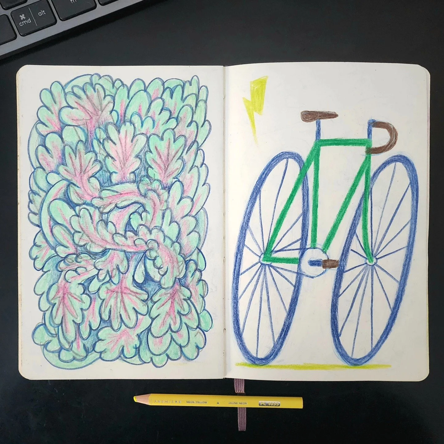 Go adventure 🌿
.
.
.
.
#drawing #sketch #sketchbook #illustration #illustrationartists #artist #doodle #bikelife #folliage #plants  #bicycle