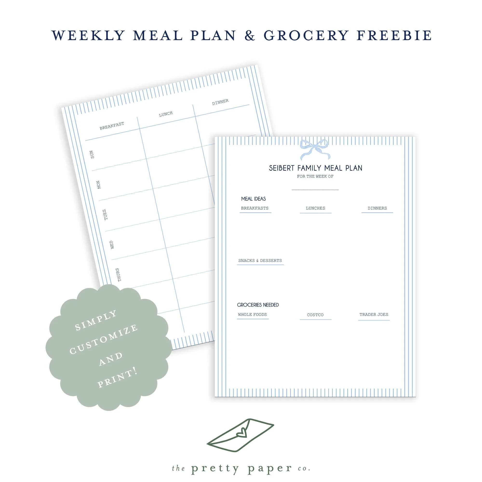 DIY customizable meal plan and grocery list
