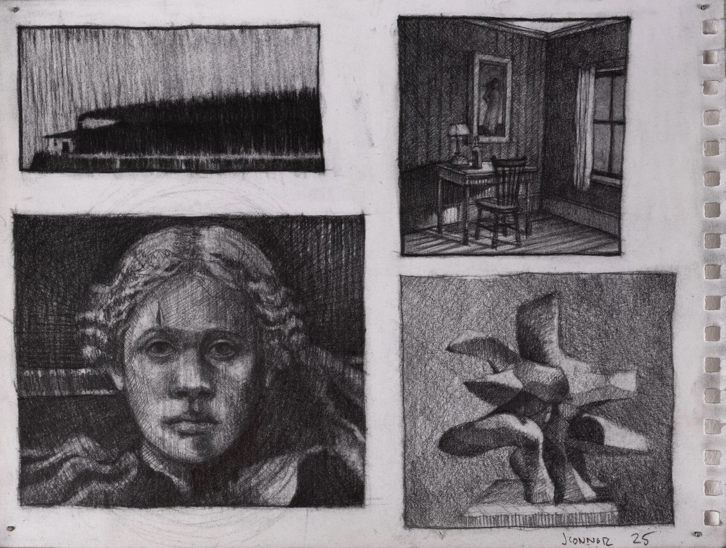 Studio Props, 2025, Graphite, Sketchbook Page