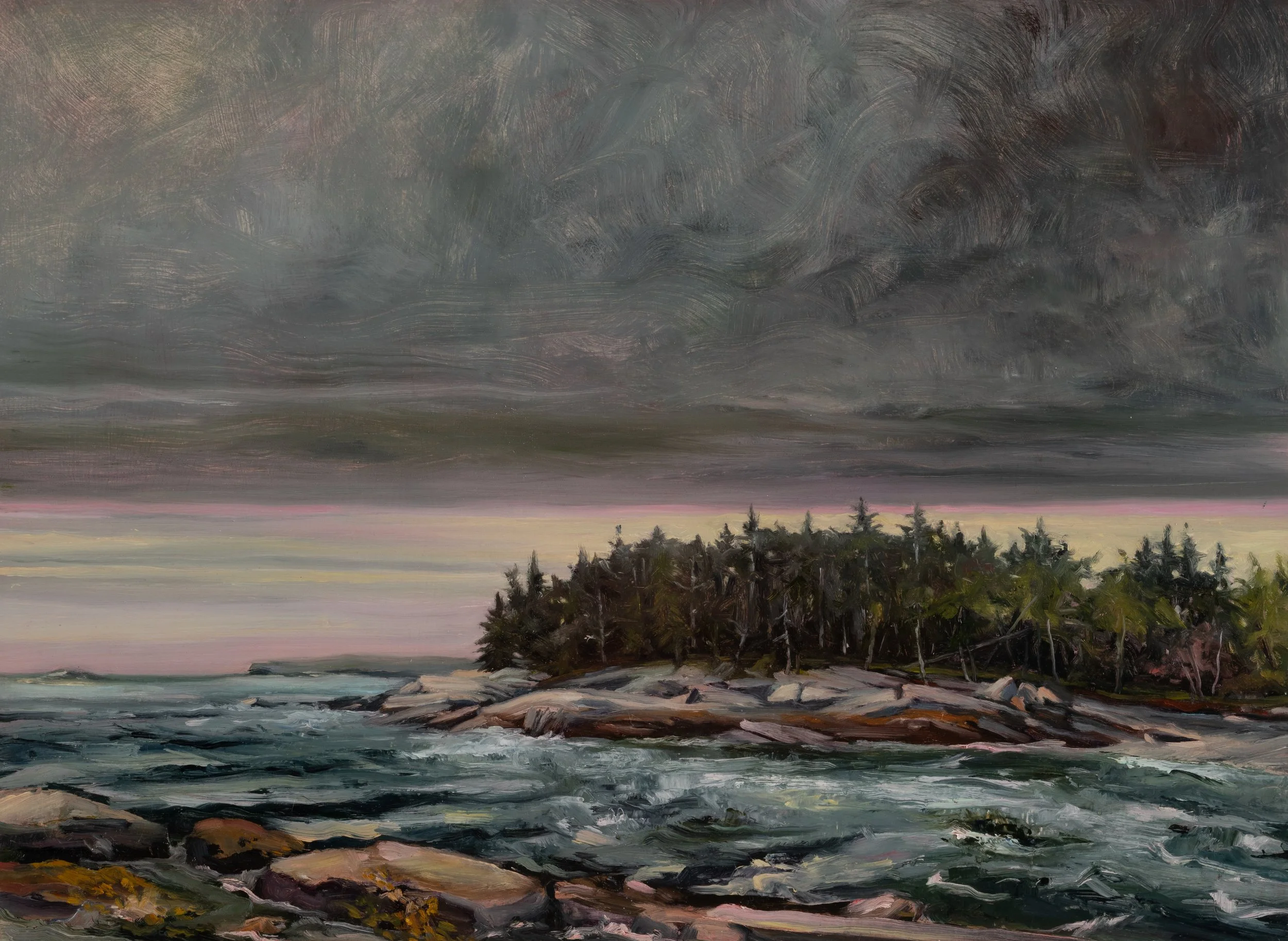 Birch Point, 2023, Oil on Panel, 22 x 30 inches 