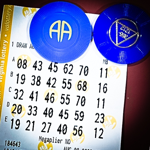 AA chips on a lottery ticket for a contemporary novel