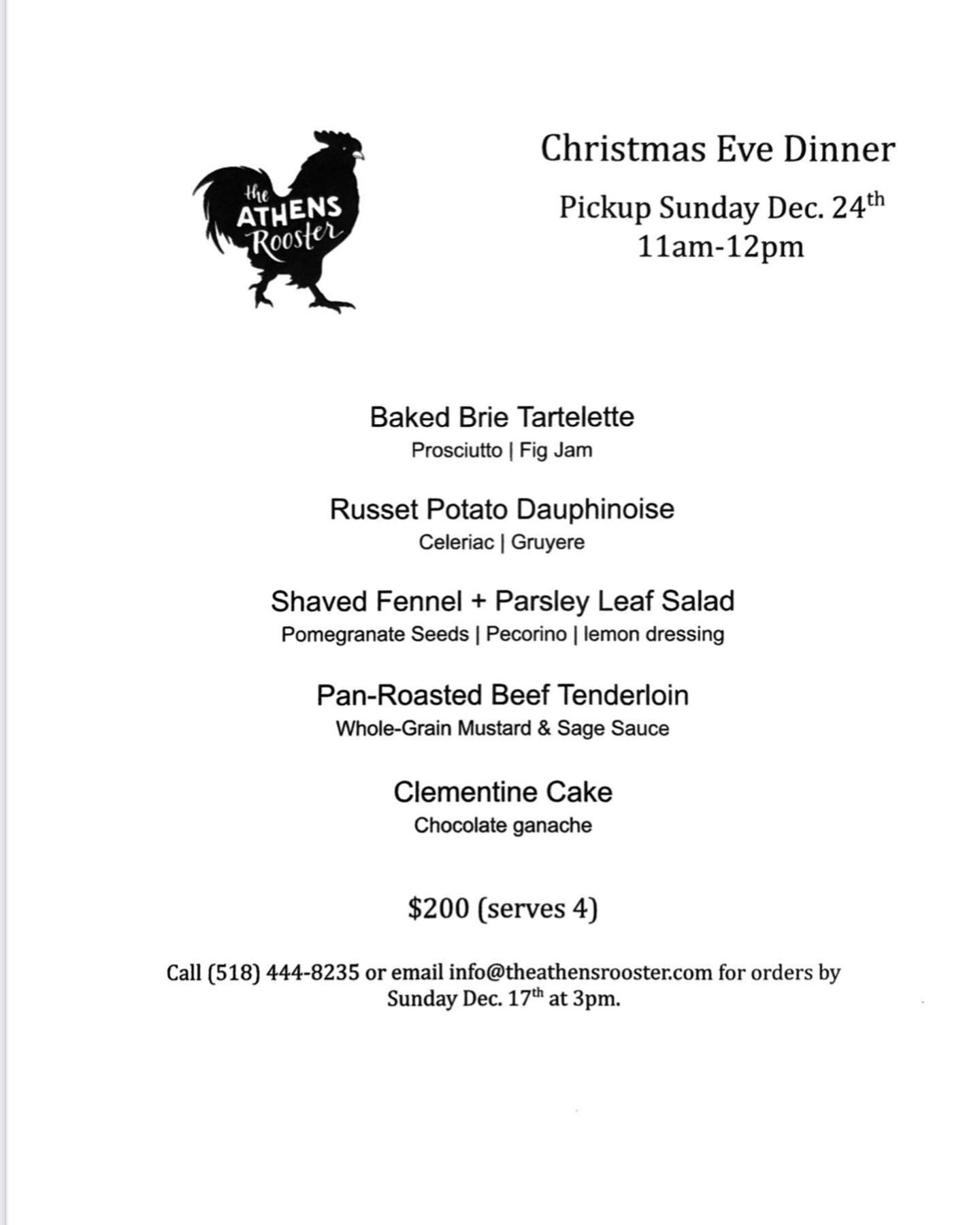 Christmas Eve dinner menu is live, treat yourself to time with your nearest and dearest instead of the time in the kitchen!  Limited quantities so get your order in early 🎄