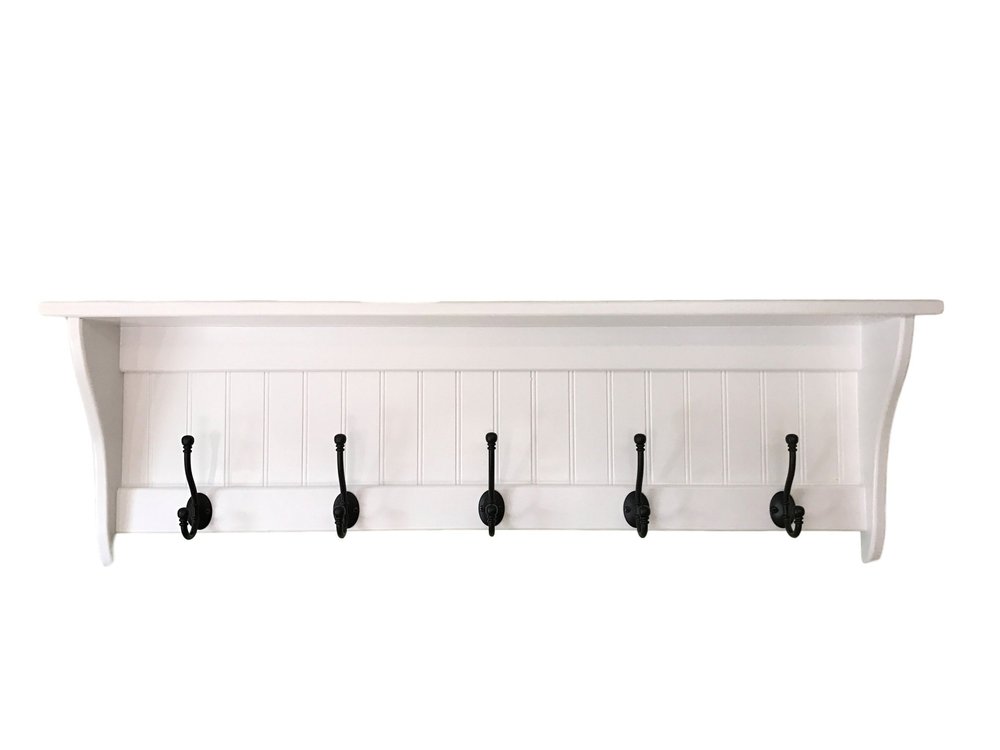 Pine Coat Rack and Display Shelf with Hooks 42
