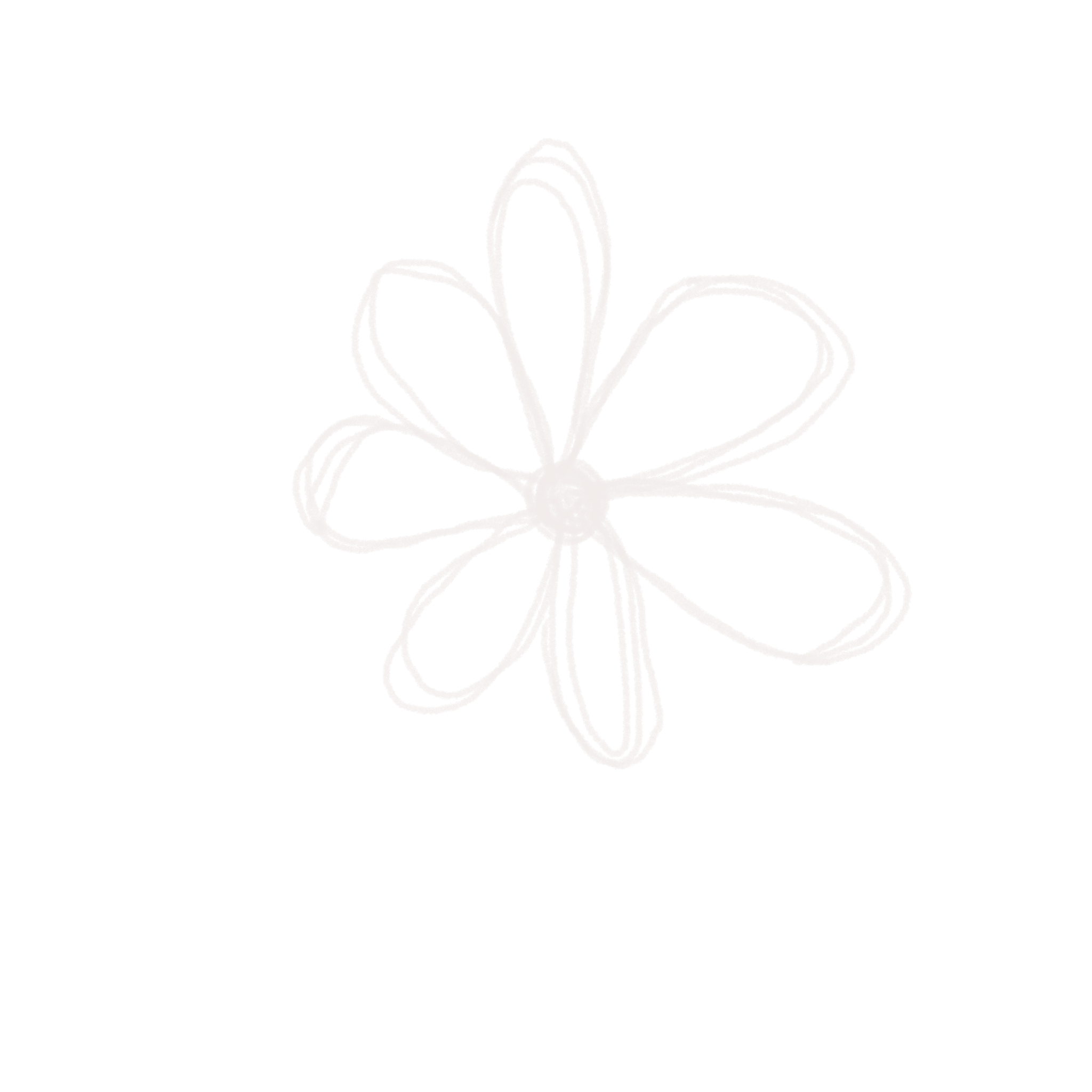 A white outline of a flower with multiple petals on a black background.