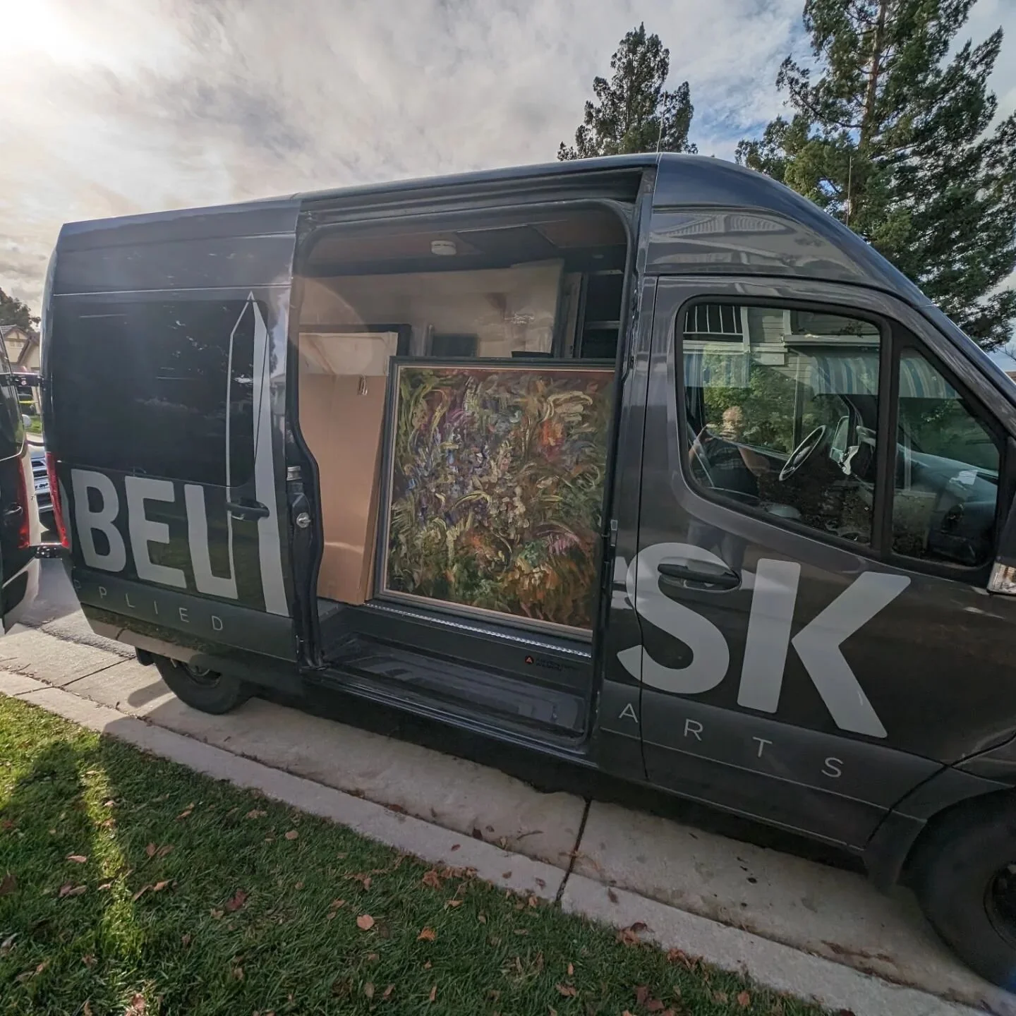 Big day of moving art! I helped friends deinstall a fantastic exhibition at the Euphrat museum in the morning and then moved a lot of large scale paintings to storage in the afternoon. The Obelisk van can transport anything!