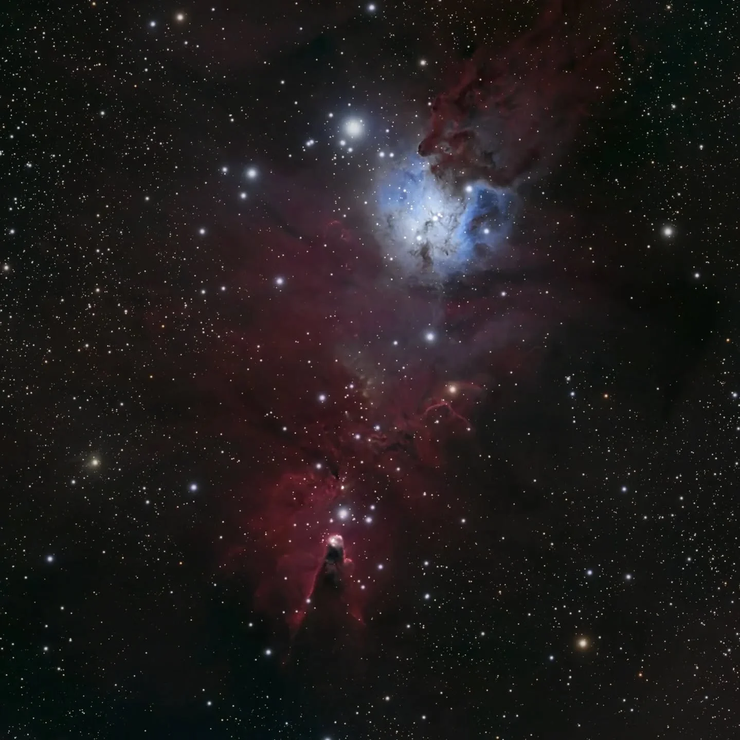Back to some of the shots I took down in Joshua Tree this year at the night sky festival.
There are a ton of different things going on in this shot of NGC 2264 but the most obvious part is the Cone Nebula towards the bottom. The whole area is called 