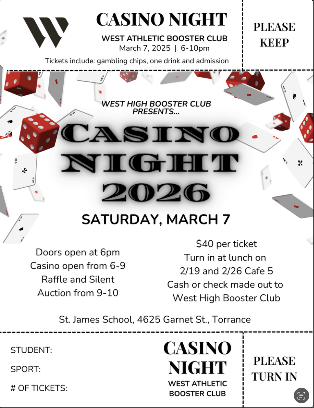 Casino Night Ticket - PLEASE SELECT SPORT IN DROP DOWN MENU