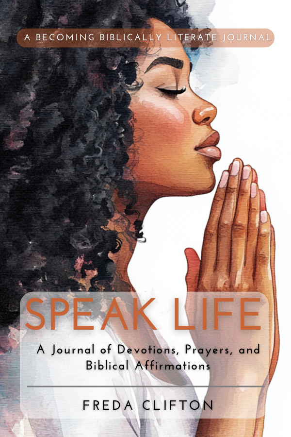 Speak Life devotional journal with a praying Black woman on the cover