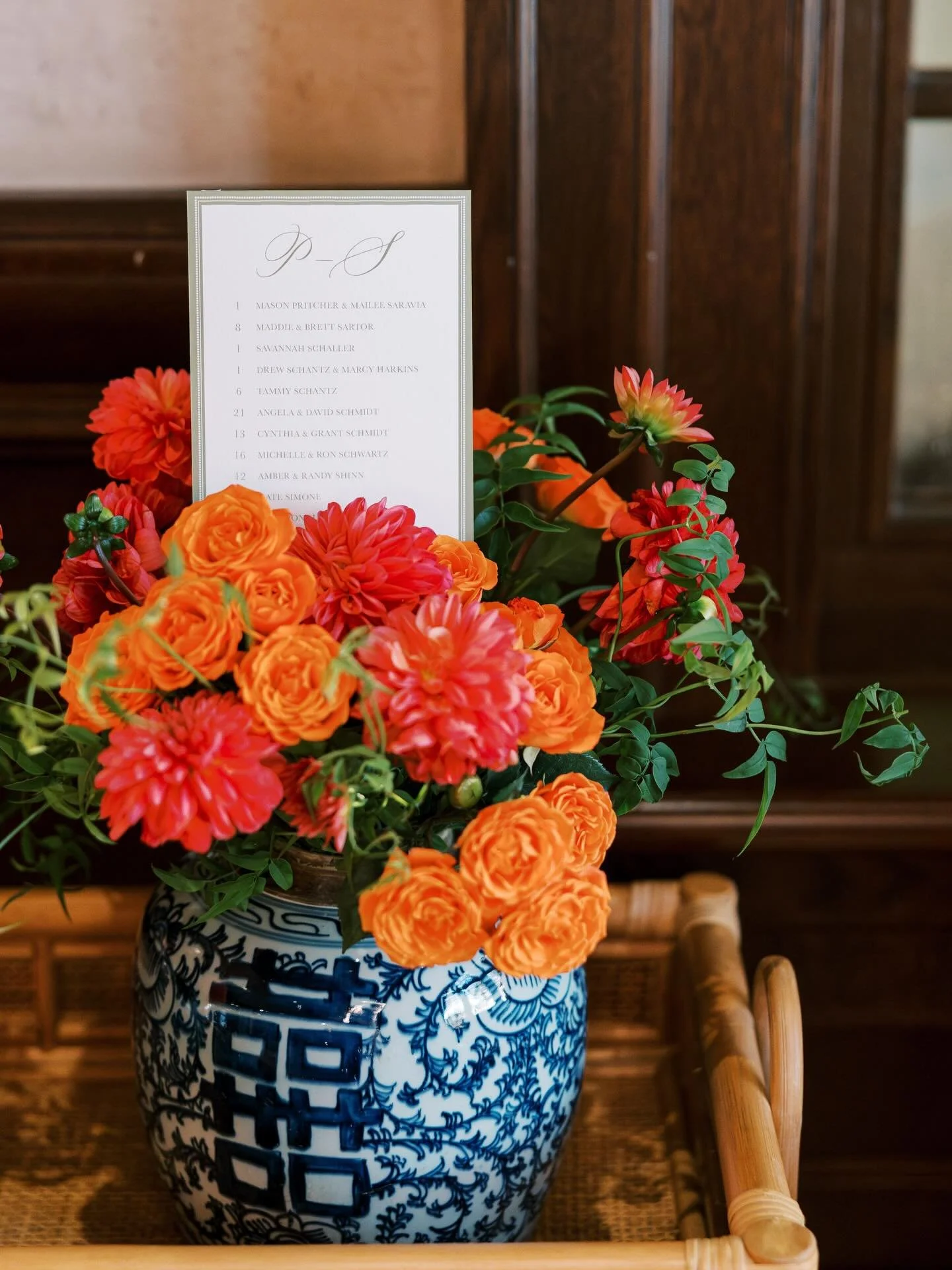 Floral escort details for Justine and Jack&rsquo;s special day🧡