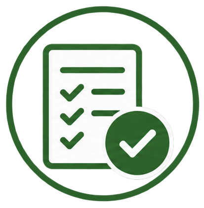 Icon of a checklist on a smartphone screen with checkmarks and a large checkmark inside a circle.