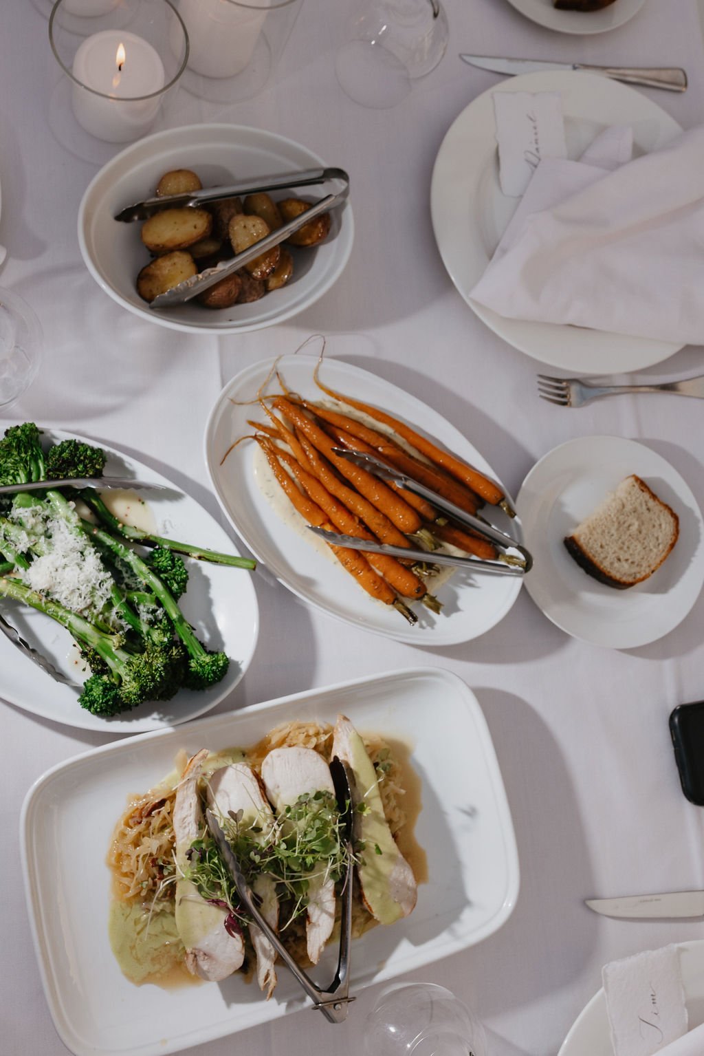 Deliciousness from the award-winning @tinambahotel for Hannah &amp; Tim's reception dinner, reading like this:

Chargrilled spring chicken, greens, capers, mustard dressing, jus and slow-cooked lamb shoulder, thyme and mint balsamic sugo, pangrattato