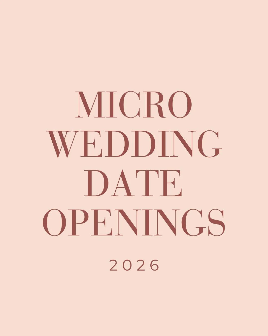 🤍 NEW MICRO WEDDING DATES AVAILABLE 🤍

The rest of our 2026 calendar is now open for micro weddings!

Perfect for couples wanting something intimate, beautiful, and stress-free. All the magic of a wedding day without the fuss. ✨

Limited dates are 