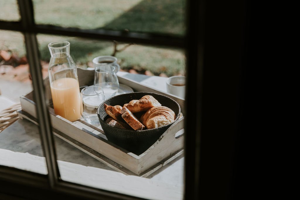 Boutique Accommodation, Farmstay Maffra, Gippsland Victoria. In The Retreat at Mewburn Park Homestead. Breakfast in bed.