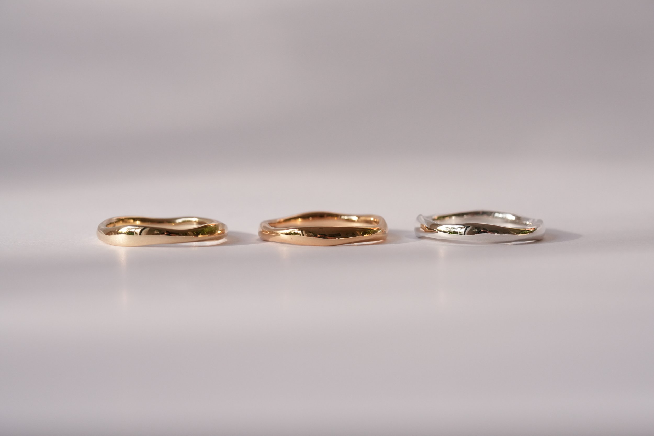 Fine Wavy Band ring ~ 9ct, 18ct, silver