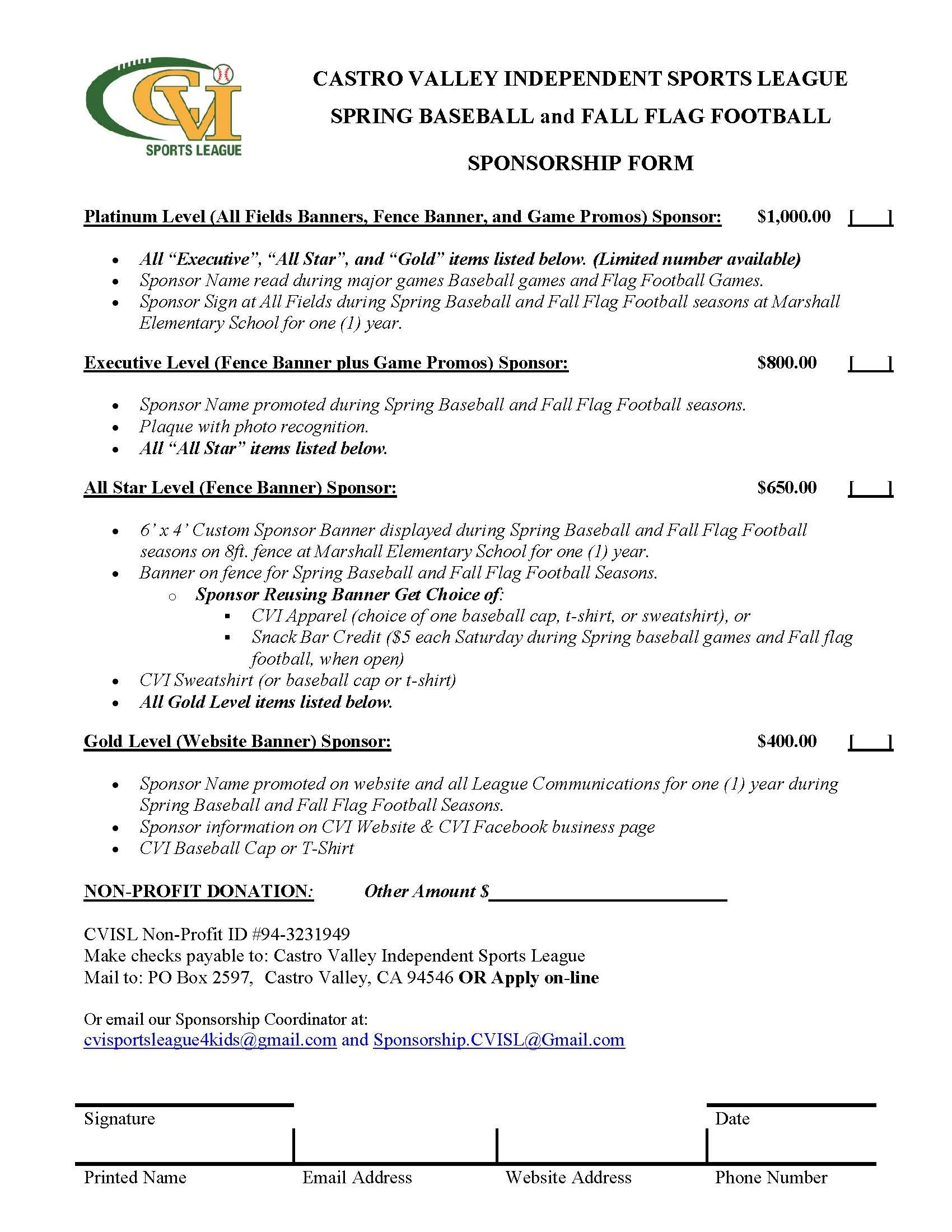 Sponsorship Form 