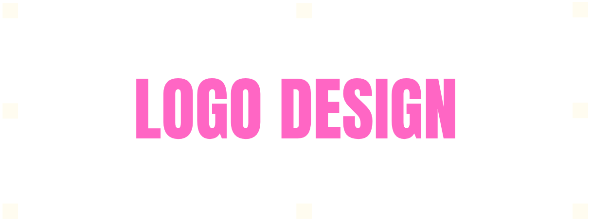Black background with pink text reading 'LOGO DESIGN' in the center.