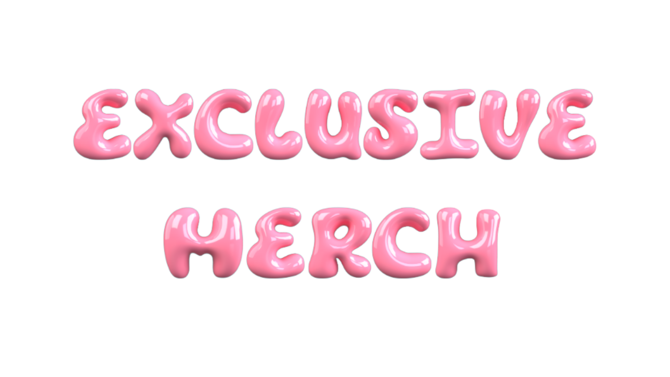Pink balloon-style text spelling out 'EXCLUSIVE' on the top line and 'HERSH' on the bottom line.