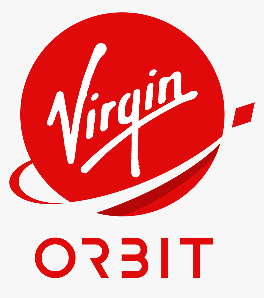 Logo for Virgin Orbit, featuring the word 'Virgin' in cursive inside a red circular shape with a stylized orbit and the word 'Orbit' below in red.