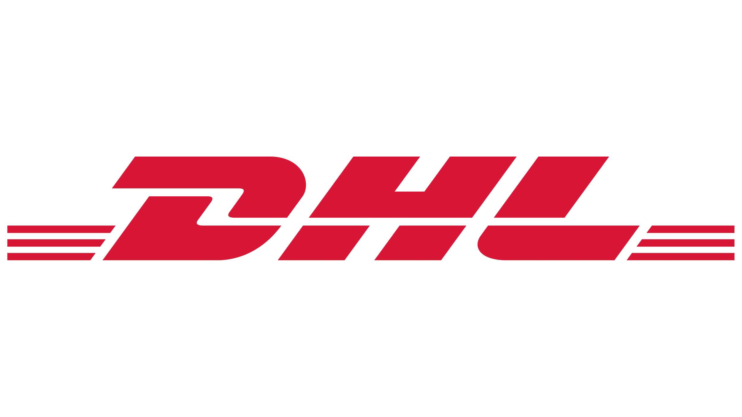 DHL logo in red with black and red design elements.