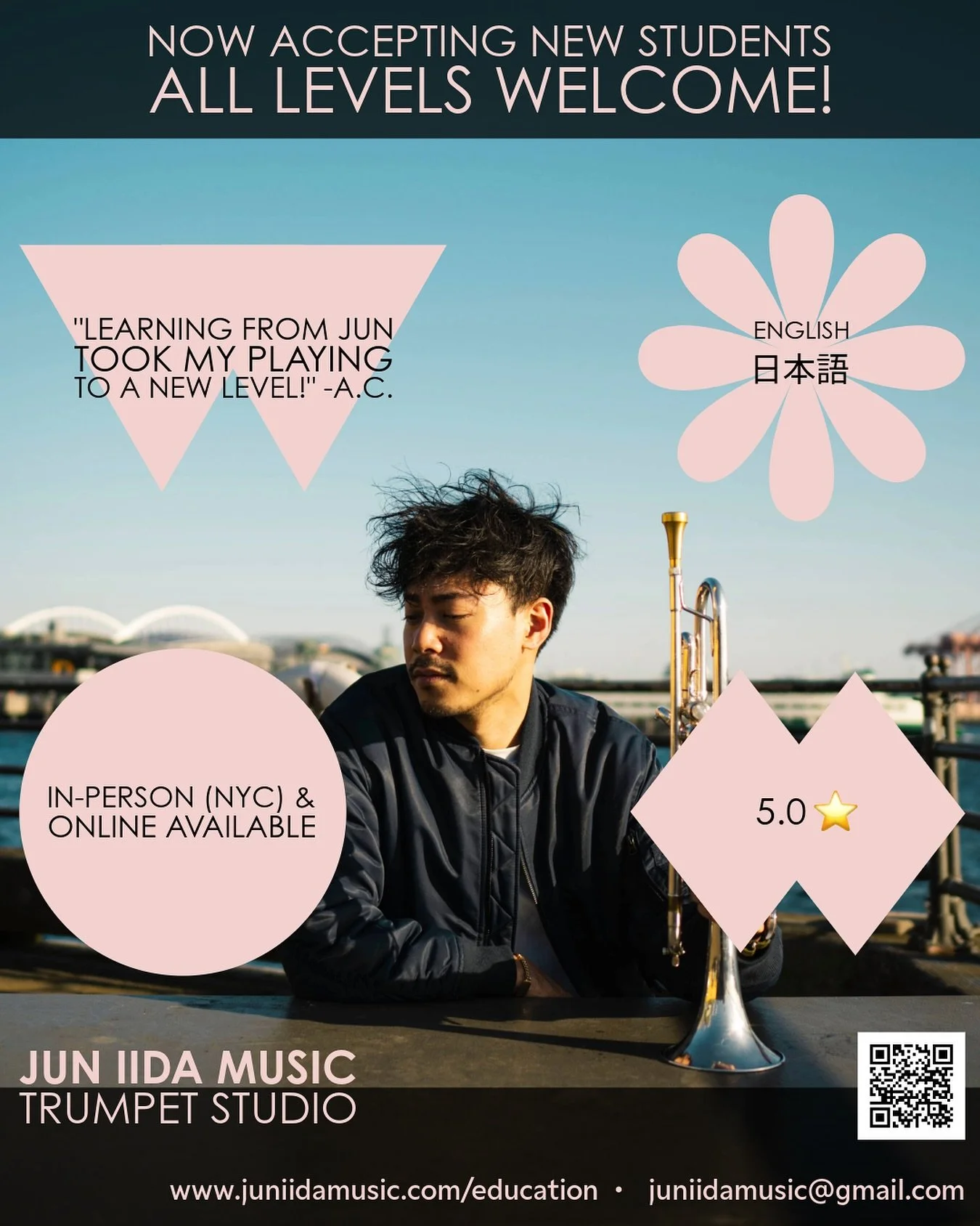 I’m excited to share that I have a few openings for new trumpet students in my studio!  All levels are welcome, and lessons are available both in-person (NYC) and online.  Looking forward to working with you! 🎺
“With over 10 years o