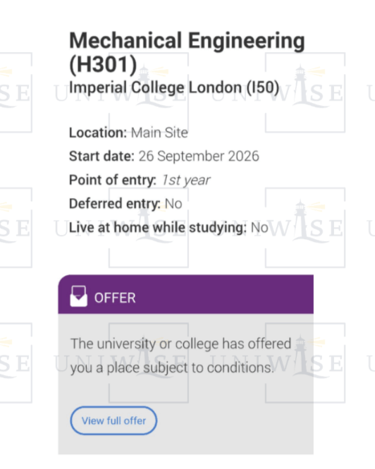 Imperial Mechanical Engineering Offer