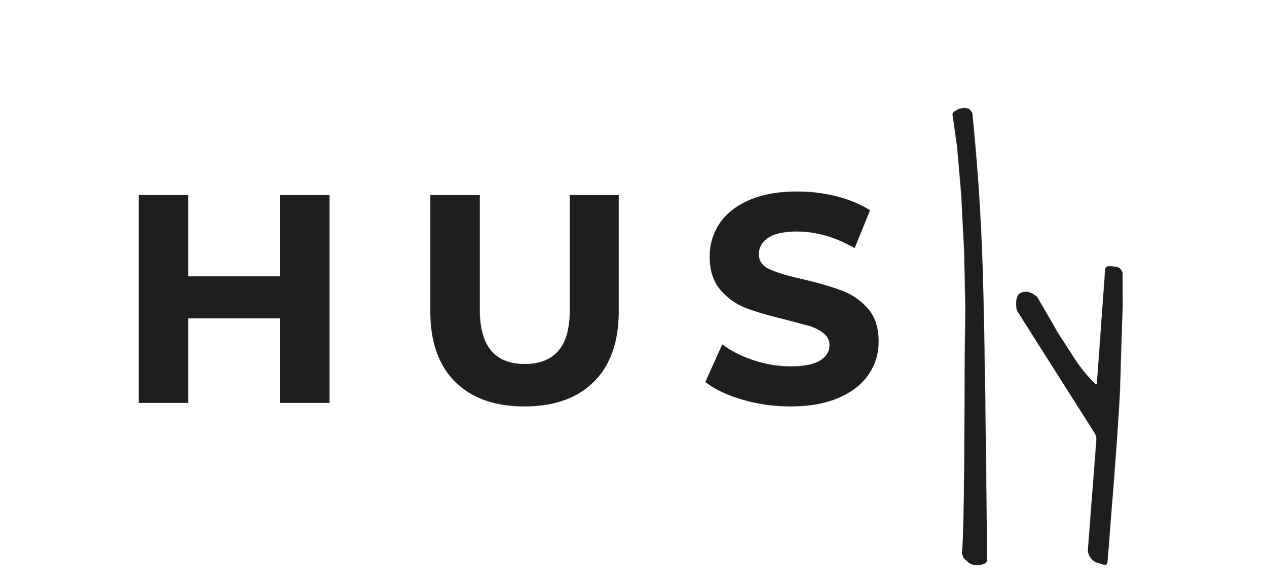 Das Wort 'HUS' in großen schwarzen Buchstaben, gefolgt von einem l und y. Logo der Husly GmbH