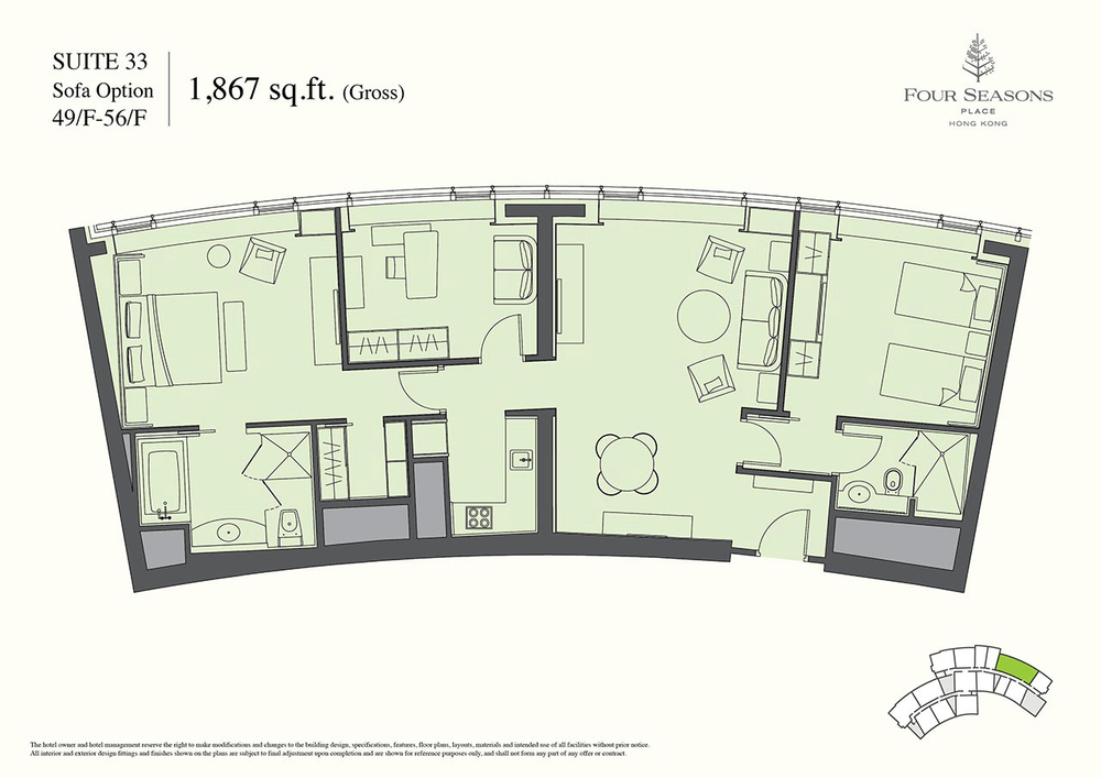 3 Bedroom (33 - Sofa Setting) | 1,867 sq ft Gross