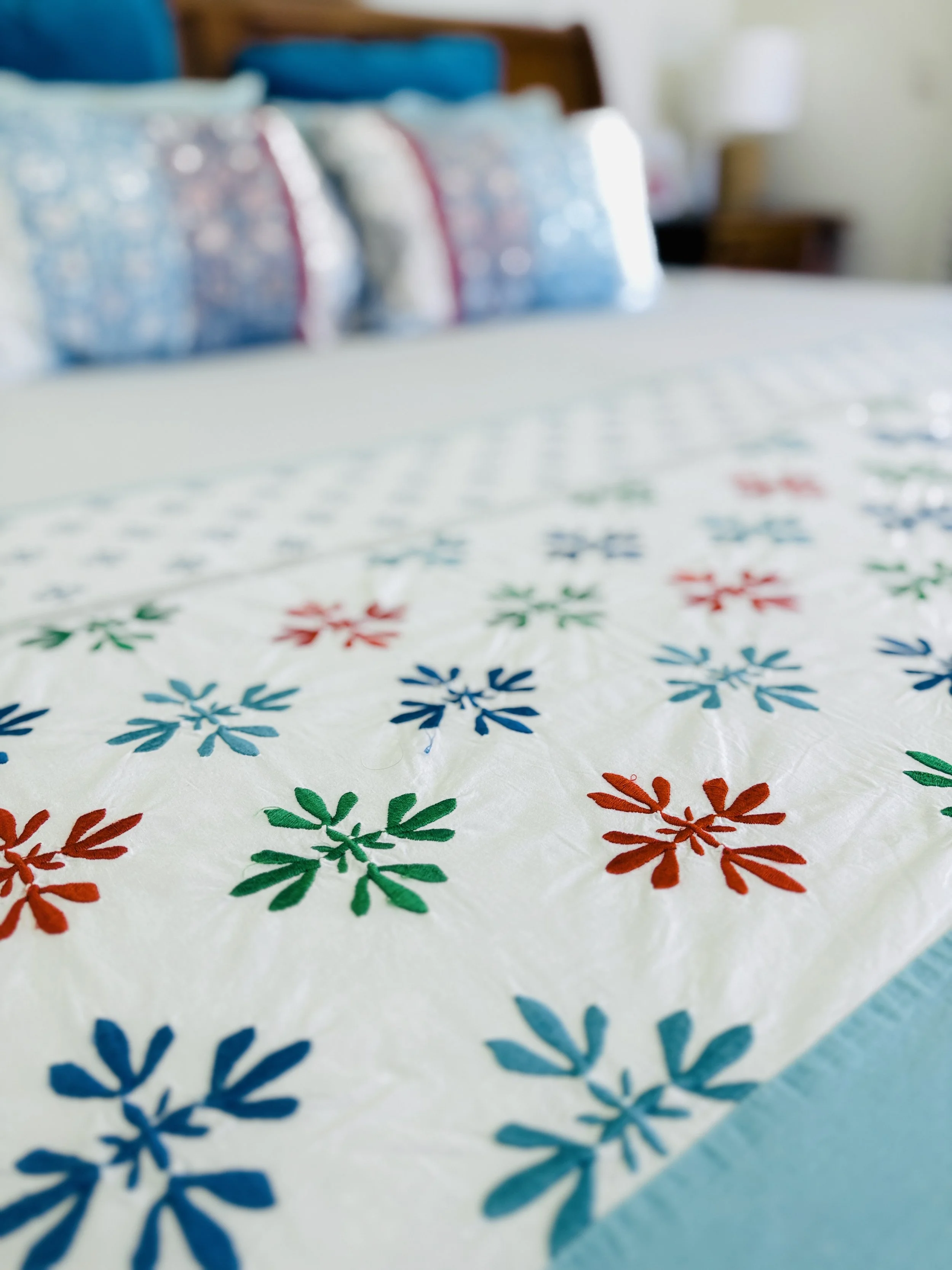 Our Embroidered Floral Quilt