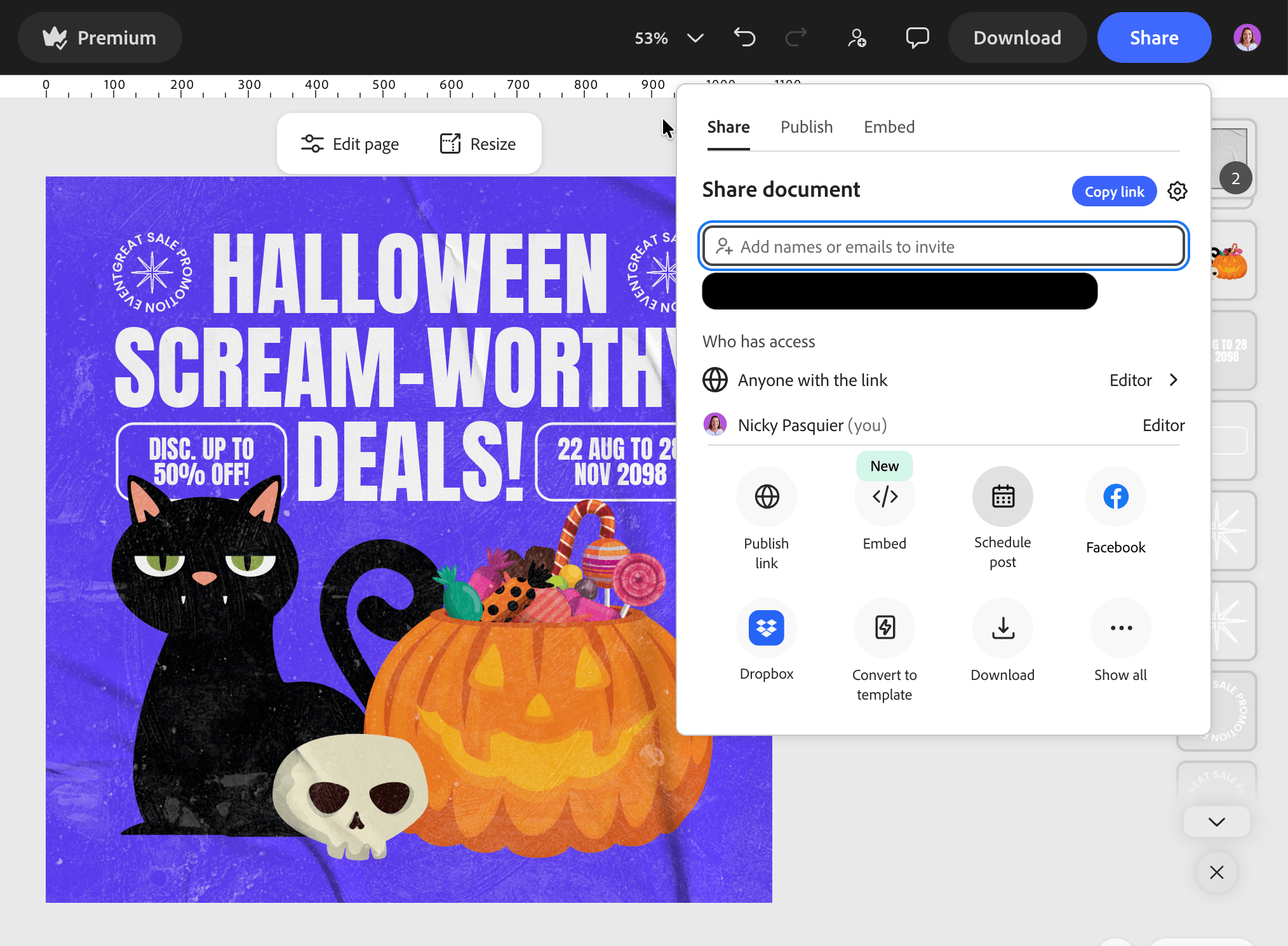 Scheduling a social media post to Adobe Express content planner