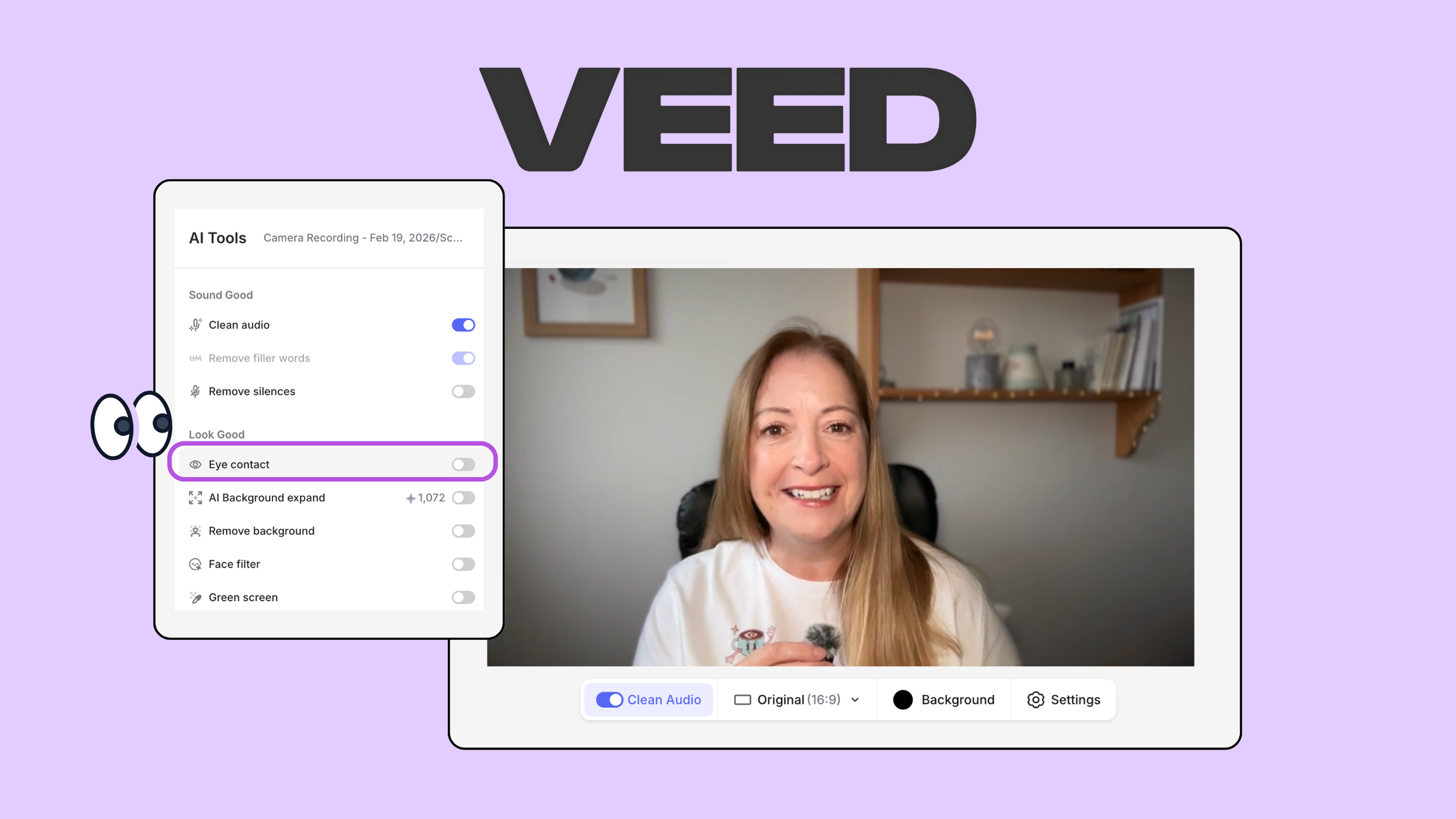 VEED AI eye correct tool