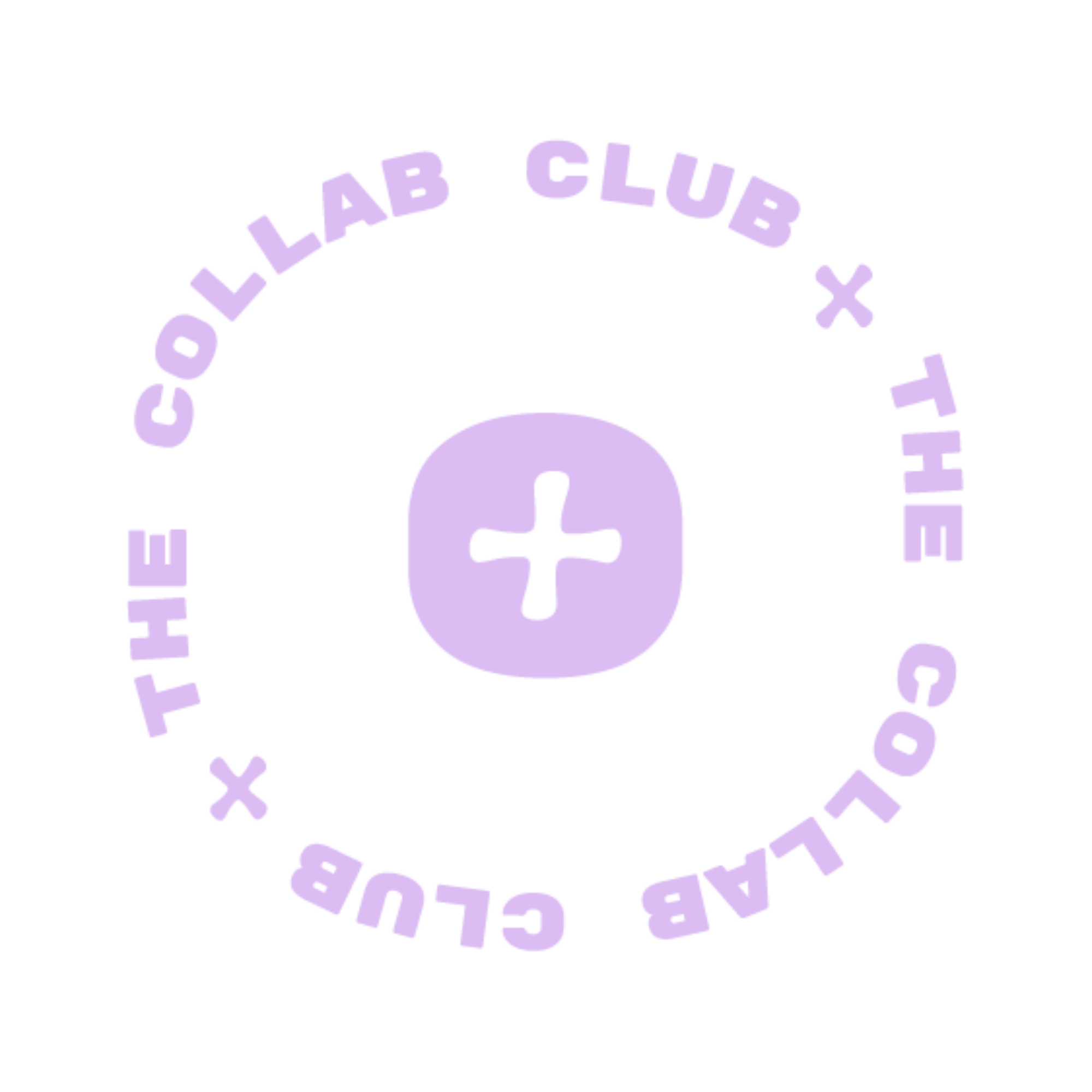 Purple text that reads 'HITLAB CLUB' and 'THE FUTURE IS COMING' in a circular pattern around a purple face with a plus sign for eyes.