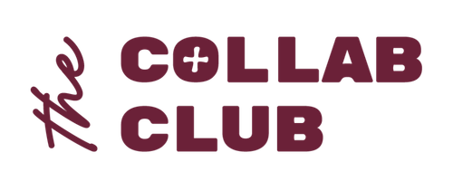 Logo with stylized text 'The Collab Club' in purple and red colors.