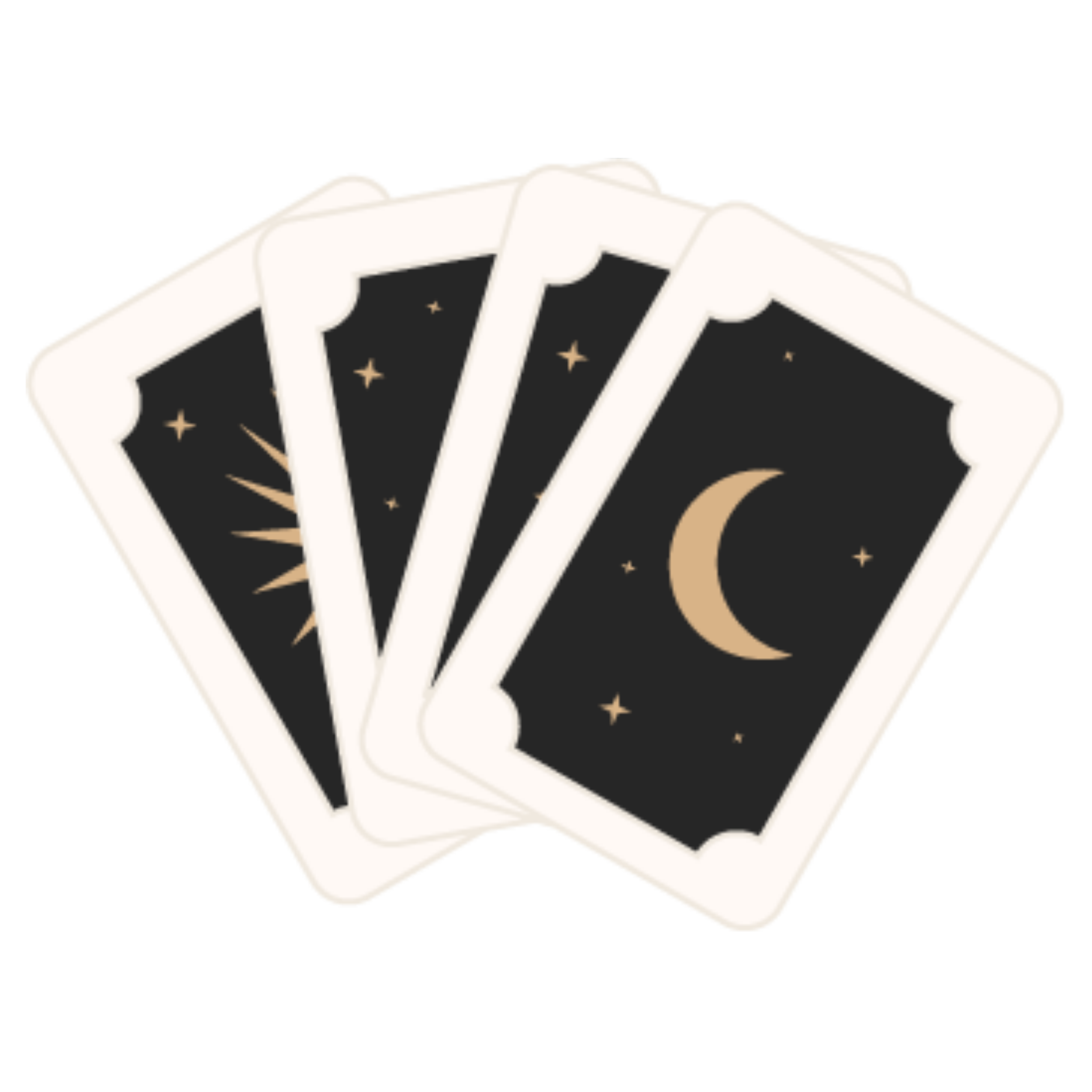 Illustration of a hand with a cosmic background featuring stars and moons.