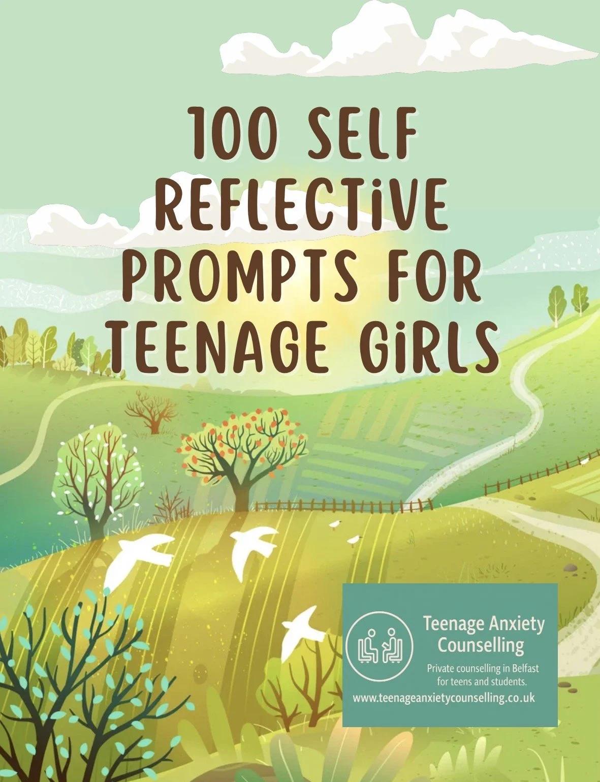 100 Self-Reflective Prompts for Teenage Girls  - downloadable/print at home