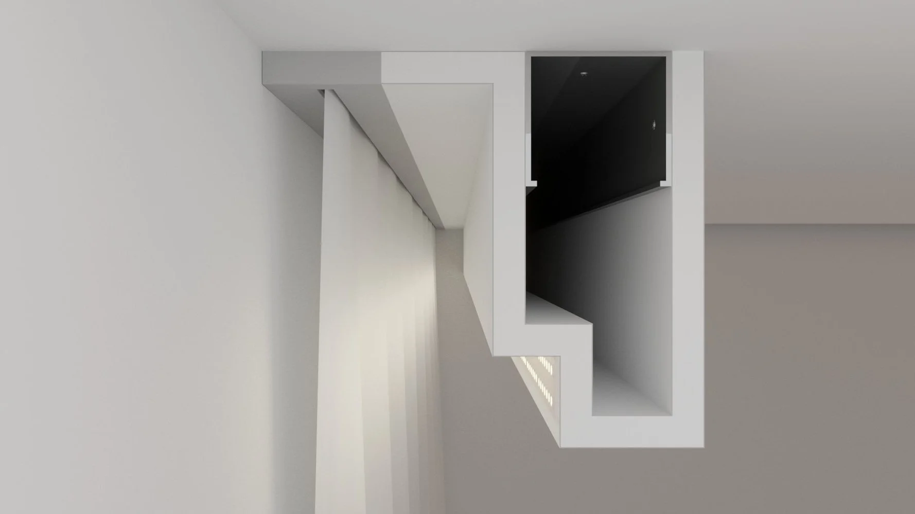 Vgroove - prefabricated curtains false beam profile with LED light