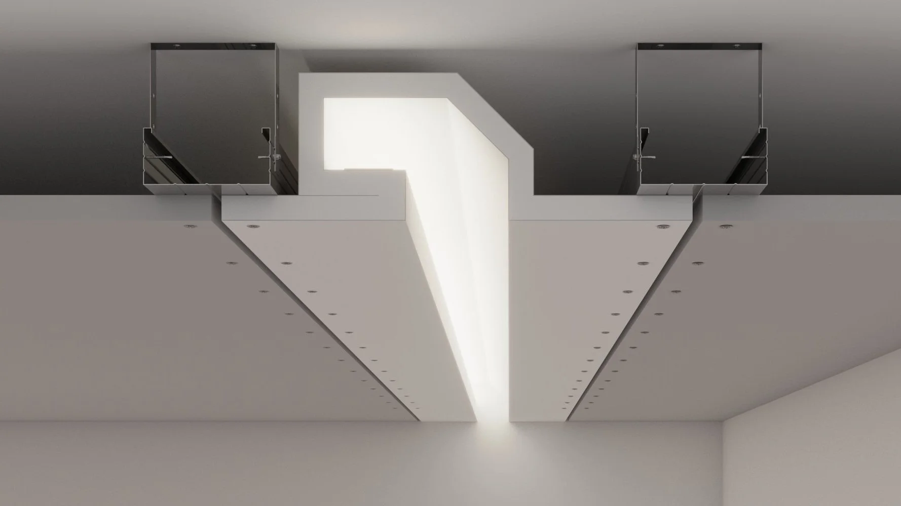 Vgroove - prefabricated recessed ceiling profile with hidden LED light